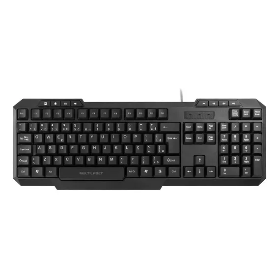Teclado Multimidia Slim Preto Usb Multilaser Tc206 Idioma Português Brasil Foto 1