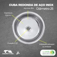Tecnocuba Cuba Inox Redonda 25cm De Sobrepor Válvula Foto mini 3