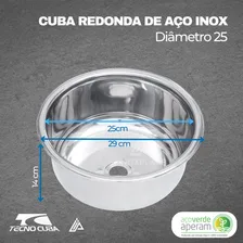 Tecnocuba Cuba Inox Redonda 25cm De Sobrepor Válvula Foto mini 2