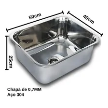 Tecnocuba industrial cuba cozinha pia 50x40x25 aço inox 304 cor prateado Foto mini 4