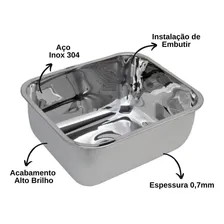 Tecnocuba industrial cuba cozinha pia 50x40x25 aço inox 304 cor prateado Foto mini 3
