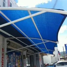 Tela 90% Toldo Estacionamento 4x5 Azul Reforçada Com Ilhos Foto mini  2