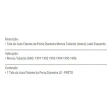Tela Auto Falante Porta Dianteira Monza Tubarão Par Preto Foto mini 4