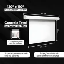 Tela De Projeção 120pol Retratil Elétrica C/ Controle Remoto Foto mini  2