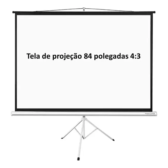 Tela De Projeção Tomate 84 Pol Com Tripé Retrátil - Telão Manual Foto 1
