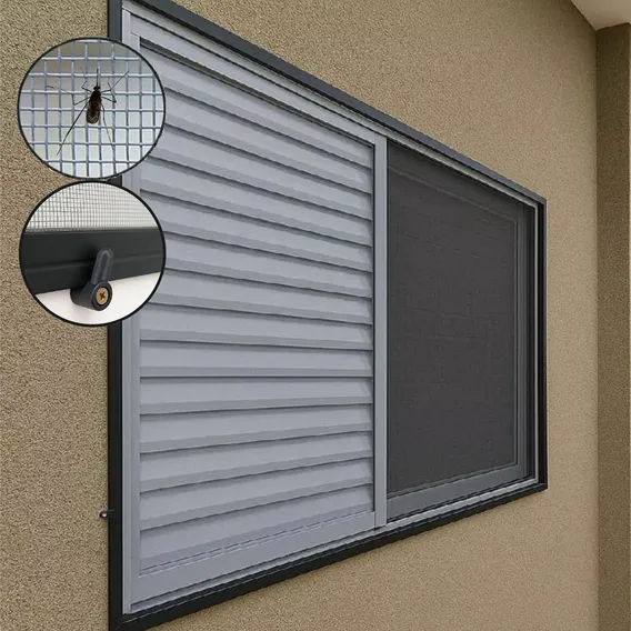 Tela Mosquiteira 150x120cm Perfil Aluminio Removível Janelas Cor Cinza Foto 1