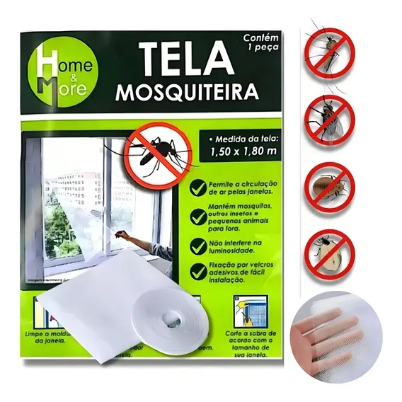 Tela Mosquiteira Janela Anti-inseto Mosquito 150x180 + Fita Foto 1