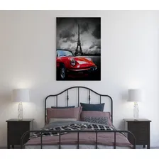Tela Quadro Torre Eiffel Carro Vermelho Decoração Para Sala Foto mini 4