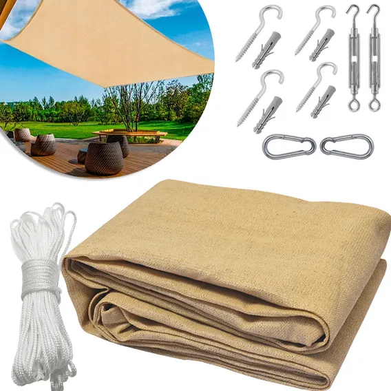 Tela Toldo Sombreamento 8x5 Mts Shade + Kit Fixação Foto 1