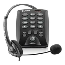 Telefone Headset Preto Base Discagem Fixo Hst6000 Elgin Foto mini 1