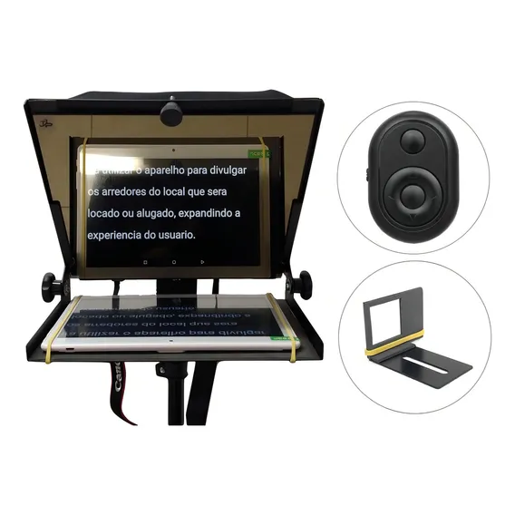 Teleprompter 10,5 Dslr + Suporte Gopro + Controle Remoto Foto 1