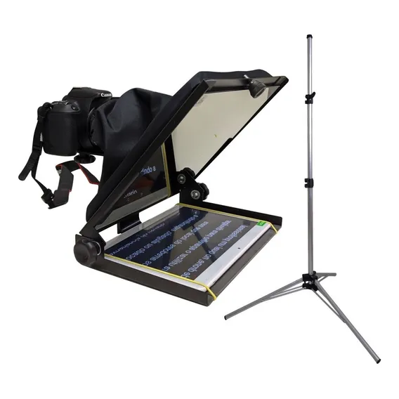 Teleprompter Portátil 10,5 Handycam Dslr C/ Tripé Alumínio Foto 1