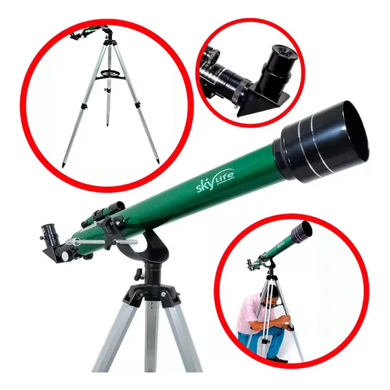 Telescópio Profissional Astronômico 60mm Gemini + Tripé Az2 Skylife Marca Especialista Em Produtos Astronômicos Cor Verde-metálico Foto 1