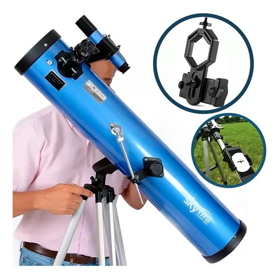 Telescópio Refletor 114mm Skylife Deepsky + Adapt P/ Celular Cor Azul Foto 1