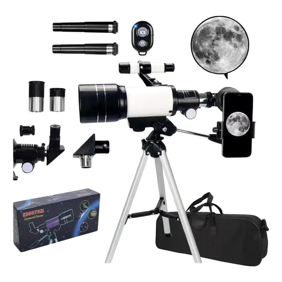 Telescópio Refrator Azimutal VLX F30070M com Tripé e Acessórios - Cor Cinza Foto 1