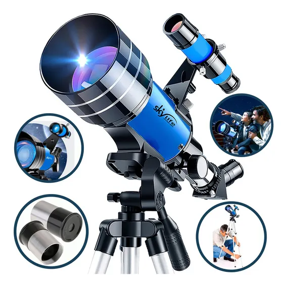 Telescópio Refrator Tycho 70mm Astro-terrestre + Tripé Alto Cor Azul Foto 1
