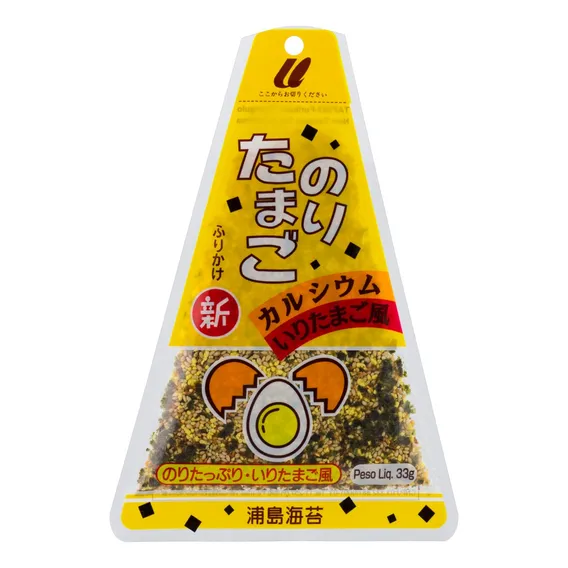 Tempero para Arroz Furikake Triângulo Ovo com Alga Marinha Nori Urashima Pacote 33g Foto 1