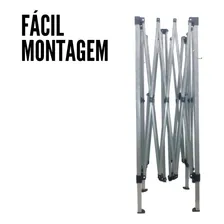 Tenda Articulada Gazebo base 3x3m barraca praia sanfonada dobrável preta alumÃnio com bolsa Importway Foto mini 3