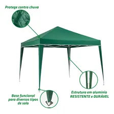 Tenda Gazebo 3x3m Articulada Alumínio Praia Camping Bolsa Cor Verde Foto mini  2