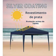 Tenda Gazebo Sanfonada 3x3m Proteção Silvercoating Revestimento de Prata Azul Wwsoldas Foto mini 4