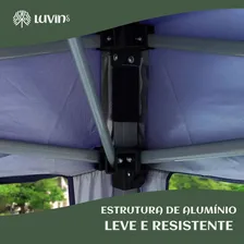 Tenda Sanfonada Articulada Luvinco 3x3m Azul Impermeável Resistente Estrutura de Acero Foto mini 4
