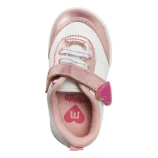Tênis Infantil Para Meninas 2728-103 Calce Fácil Molekinha Cor Branco E Rosa Desenho Do Tecido Lisa Tamanho 19 Br Foto mini  3