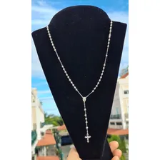 Terço Em Prata Pura 45cm Com Fecho Cor Prateado Foto mini 3
