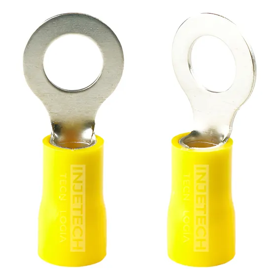 Terminal Olhal Pré Isolado Amarelo 4 A 6mm - M6 - 100 Peças Foto 1