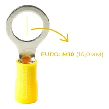 Terminal Olhal Pré Isolado Amarelo 4mm À 6mm / M10- 100 Pçs Foto mini  2