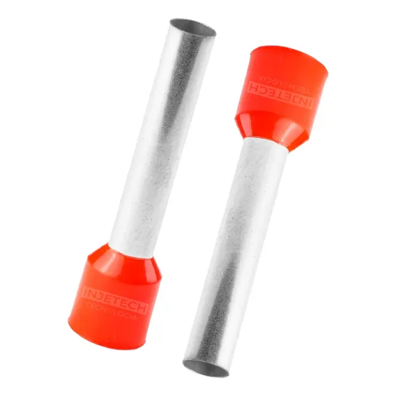 Terminal Tubular Tipo Ilhós Isolado 10mm Longo 100pçs Foto 1