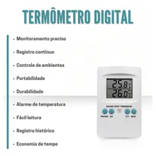 Termômetro Medidor Ambiente Máxima Mínima Data Hora Digital Foto mini  3