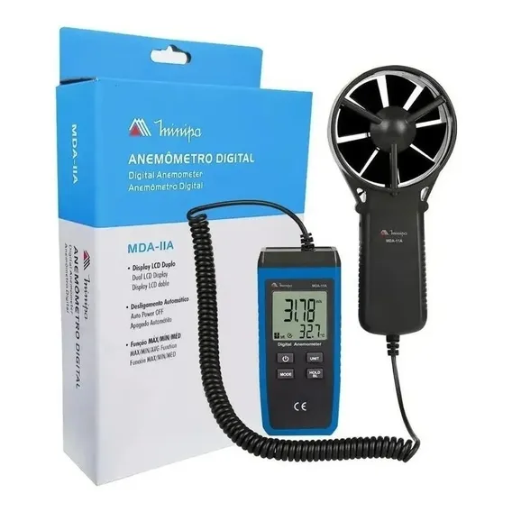 Termo Anem么metro Digital Display Lcd Duplo Mda-11a Minipa Foto 1