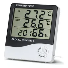 Termo Higrômetro Medidor Temperatura Umidade Relógio Digital Foto  mini 1