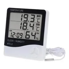 Termo Higrômetro Medidor Temperatura Umidade Relógio Digital Foto mini  3