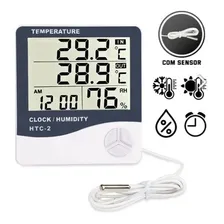 Termo Higrômetro Medidor Temperatura Umidade Relógio Digital Foto mini  2