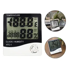 Termo Higrômetro Relógio Digital Medidor Temperatura Umidade Foto  mini 1
