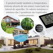 Termo-higrômetro Digital Com Sensor Externo E Relógio - Ak28 Foto mini  2