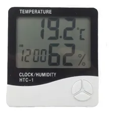 Termo-higrômetro Digital Htc1 - Temperatura, Umidade E Hora Foto  mini 1