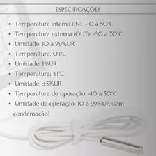 Termo-higrômetro Digital - Temperatura E Umidade - 9,5x11cm Foto mini 4
