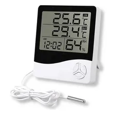 Termo Higrometro Sensor Externo E Rel贸gio Foto mini 1