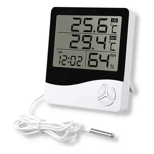Termo Higrometro Sensor Externo E Rel贸gio Foto 1