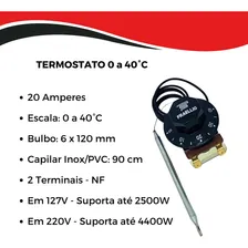 Termostato 20 Amperes Aquecedor Para Peixes 0 A 40 Graus Foto mini  2