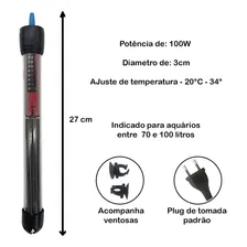 Termostato Aquecedor Para Aquario 100w Warmer X-5 Ocean Tech Potência 100 W 127V Foto mini  3