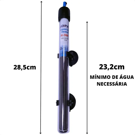 Termostato Com Aquecedor Hopar H-386 150w Para Aquários 127V Foto 1
