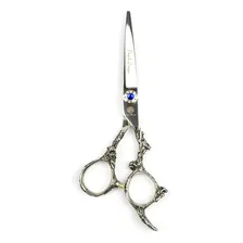 Tesoura Cabeleireiro Barbeiro Profissional 5.5 Fio Navalha Cor Prata Foto mini  3