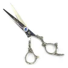 Tesoura Cabeleireiro Barbeiro Profissional 5.5 Fio Navalha Cor Prata Foto  mini 1