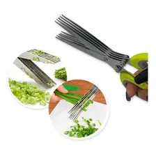 Tesoura Com 5 Lâminas Aço Inox Para Picar Temperos E Ervas Foto mini 3
