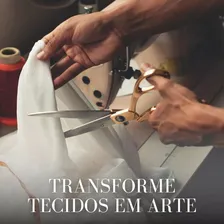 Tesoura Corta Tecido Artesanato Costura Dourada Foto mini  2