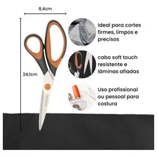 Tesoura Costura Reforcada Grafite E Laranja Mundial Foto mini  3