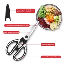 Tesoura Cozinha Multifuncional Para Cortar Frango Carne Peixe Legumes Aço Inoxidável Resistente Tesoura Para Churrasco Legumes Foto mini 3